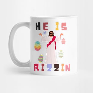 He Is Rizzin Funny colorful Easter Mug